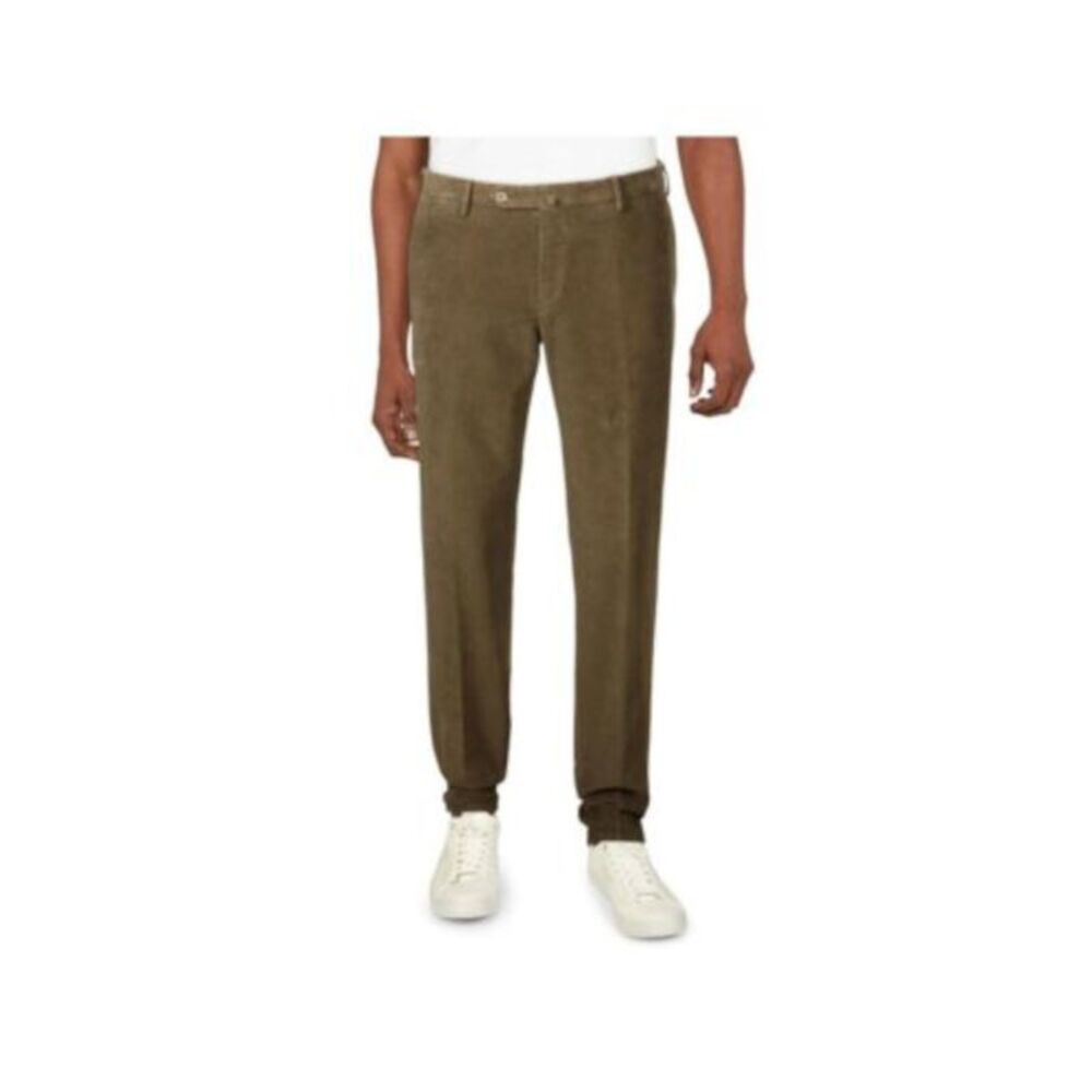 TORIN OPIFICIO Mens Green Flat Front, Stretch, Regular Fit Pants 56